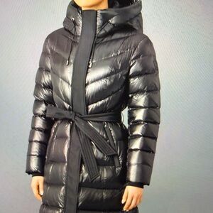Mackage Glossy Black Hooded Puffer Coat
